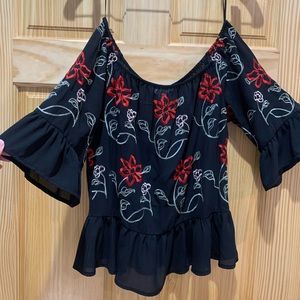 Black floral flowy shirt